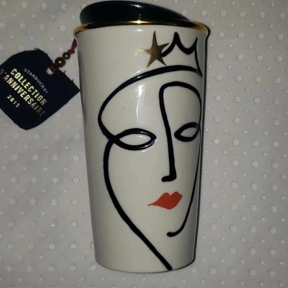 2016 Starbucks Siren Travel Mug Double Tumbler Mermaid Crystal Lips 10oz Face